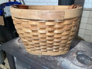 Large Oval Basket Baskets With Leather Handles - Picture 1 of 7
