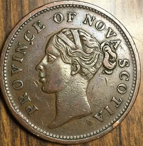 1840 PROVINCE OF NOVA SCOTIA ONE PENNY TOKEN - Imagen 1 de 2
