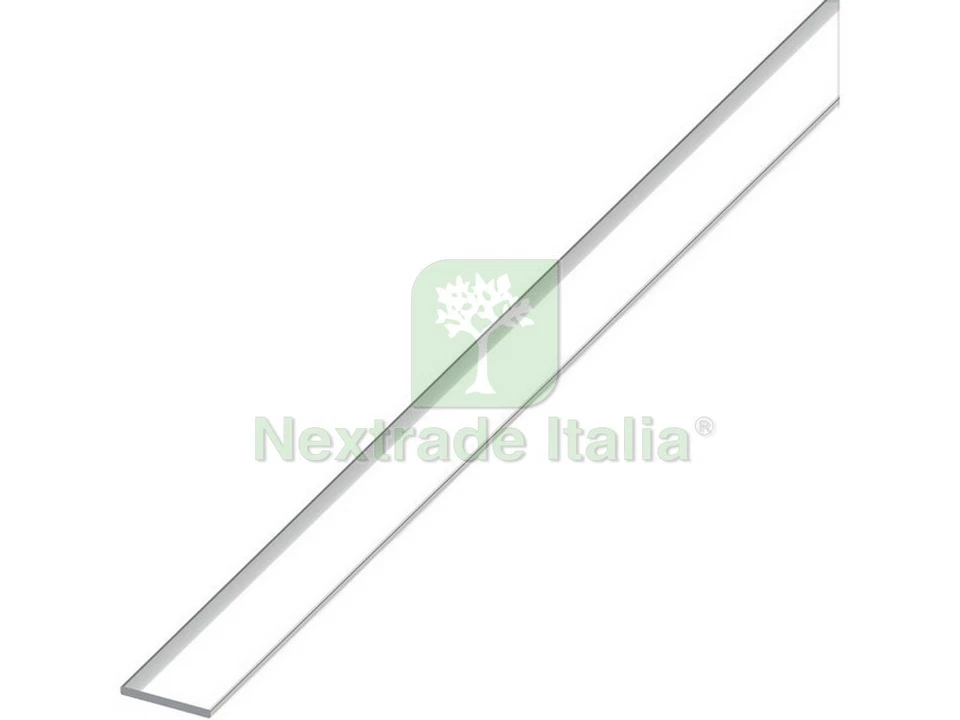 5PZ PROFILO BARRA PIATTA ALLUMINIO ARGENTO CROMATO MM. 25X2 MT. 1: - Immagine 1 di 1