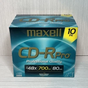 Maxell CD-R Pro 700mb Professional Quality 10 Pk Blank CDs New Sealed Package - Afbeelding 1 van 4