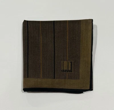 Handkerchief Dunhill Vintage Men Art  Stripes Brown Cotton Pocket Square 19” - Image 1 of 4