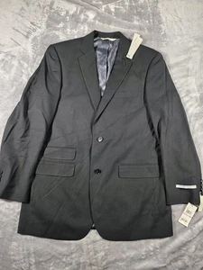 NWT Perry Ellis Mens 42L Modern fit Stretch Black on Black Stripe Blazer Jacket - Picture 1 of 9