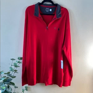 Neu Herren Polo Ralph Lauren Rot Strick Pullover Langarm Half Zip XXL Big Tall - Bild 1 von 6