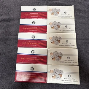 1987 And 1988 Uncirculated Coin Sets U.S Mint Original Government Lot Of 10 - Picture 1 of 10