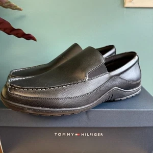 Tommy Hilfiger Hombre Mocasines 13W Cuero Negro Sin Cordones Drivers - Imagen 1 de 6
