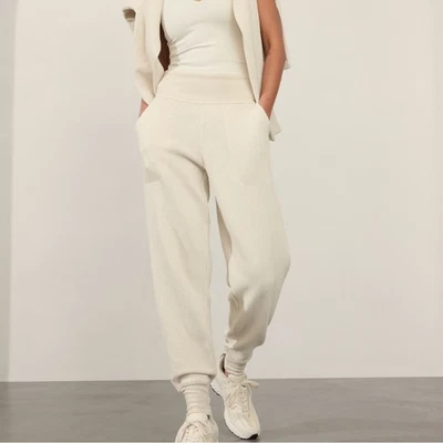 Athleta Coaster Luxe Waffle High Rise Jogger in Bone Size Large - Image 1 of 4