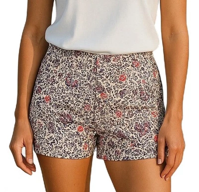Ann Taylor Womens Shorts Purple White Pink Floral Paisley Cotton Size 4 EUC - Image 1 of 4