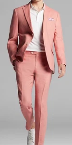 Tommy Hilfiger 2 Piece Men Salmon Linen Modern-Fit Sport Coat 40R Pant 32/32 New - Picture 1 of 9