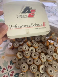 INDUSTRIAL AMERICAN& EFIRD PREWOUND BOBBIN UPPER BRASS NYLON STYLE G T-60 149 PC - Picture 1 of 3