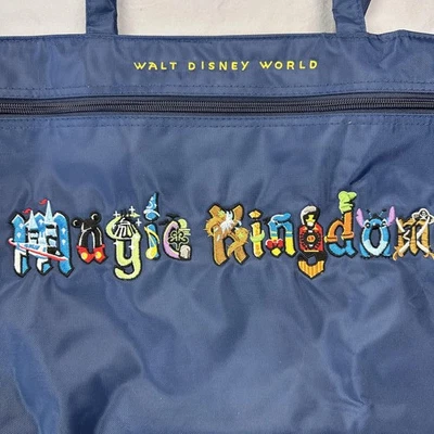 Disney Parks Magic Kingdom Tote Bag Walt Disney World Embroidered Zip - Image 1 of 4