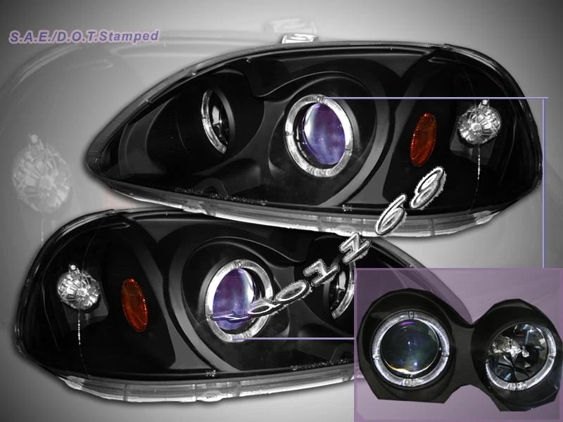 Faros proyectores aptos para Honda Civic 96-98 negro azul 2 halo Foto 1 de 1