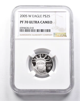 PF70 UCAM 2005-W $25 American Platinum Eagle 1/4 Oz Platinum NGC *0249 - Image 1 of 3
