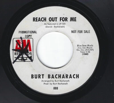 Burt Bacharach - Reach Out For Me / The Look Of Love 1967 7", Single, Promo A&M  - Image 1 of 2