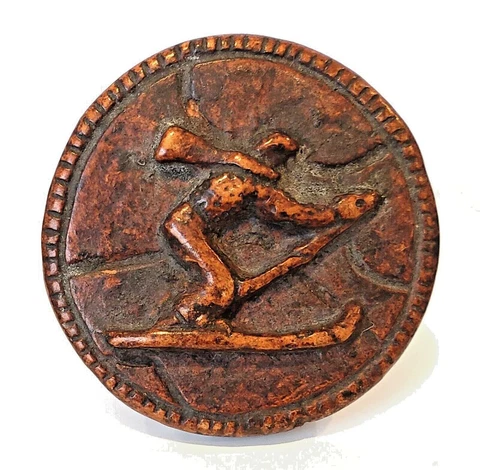 Rare Extra Large Vintage Burwood / Syrocco Button …Skier…1&7/8" Cover