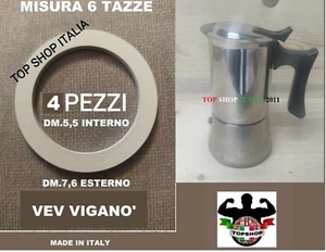 SET 4 PEZZI GUARNIZIONE 6 TAZZE PER CAFFETTIERA VEV MOKA VIGANO' GUARNIZIONI - Foto 1 di 2