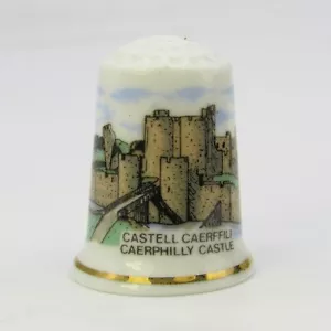 COLLECTABLE THIMBLE 'CAERPHILLY CASTLE' WALES - Picture 1 of 4