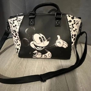 Disney Loungefly Mickey Mouse Black & White Handbag Crossbody Purse - Picture 1 of 8