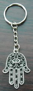 Hamsa Turkish Evil Eye Keyring Khamsa Hand of Fatima Amulet Lucky Key Ring - Picture 1 of 3