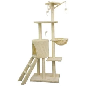 Katzenbaum mittelgroß mit Nische und Sitzstange beige 79 x 34 x 138 cm - Bild 1 von 7