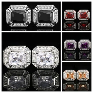 Herren Luxus Glänzend Kristall Manschettenknöpfe Box Glitzer Strass Hemd Manschettenknopf - Bild 1 von 7