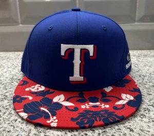 Texas Rangers Snapback Hat Cap Blue Red Hawaiian Brim Giveaway MLB Baseball - Picture 1 of 7