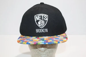Vintage Brooklyn Nets Mitchell & Ness Colorful Patchwork Brim Snapback Hat RARE - Picture 1 of 7