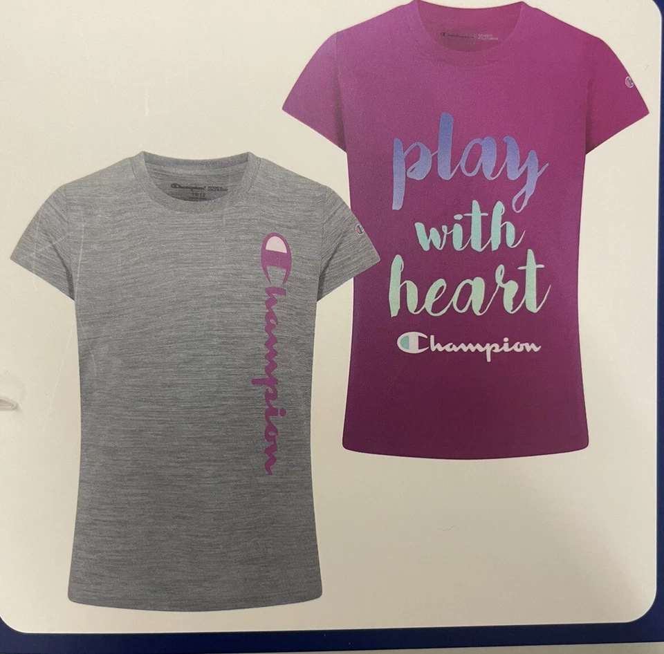 Pack de 2 camisetas Champion para niñas talla 4 púrpura/gris jaspeado Foto 1 de 1
