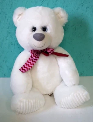 First & Main Roscoe 15" White Stuffed Teddy Bear Plush No. V1746 Blue Eyes - Image 1 of 4