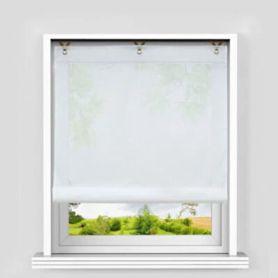 Einfarbig Raffrollo ohne Bohren Raffgardine Ösen Farbverlaufvorhang Küche Modern - Bild 1 von 4