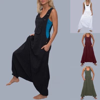 Damen Baggy Latzhose Haremshose Trägerhose Einteiler Aladinhose Hippie Pumphose - Bild 1 von 4