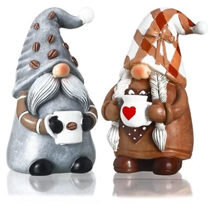 2 Pack Christmas Coffee Gnomes Figurines Resin Coffee Bar Accessories Gnomes ... - Picture 1 of 6