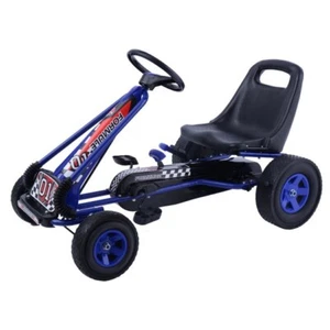 Honeyjoy Go Kart 4 Wheel Pedal Powered Kids Ride On Toy w/ Adjustable Seat Blue