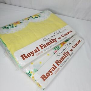 Vintage Royal Family Cannon Sheets Full Flat Fitted Buttercups Oscar De La Renta