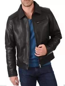 GIACCA UOMO VINTAGE VERA PELLE DI PECORA SLIM FIT VERA BIKER giacca alta qualità - Foto 1 di 3