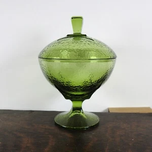 Vintge Hazel Atlas Green Pebblestone Footed Compote - Picture 1 of 8