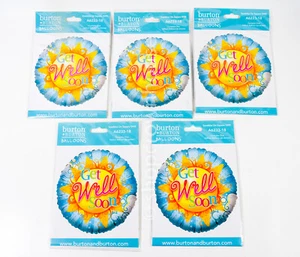 5 Burton + Burton GET WELL SOON Helium Mylar 18" Balloon SUNSHINE ON SQUARE - Picture 1 of 3