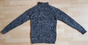 HANDMADE PULLOVER OBERTEIL ca. 152 JUNGEN SCHWARZ GRAU SELBSTGESTRICKT - Bild 1 von 2