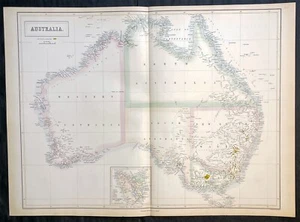 1855 John Bartholomew Large Antique Goldfields Map of Australia - Picture 1 of 3