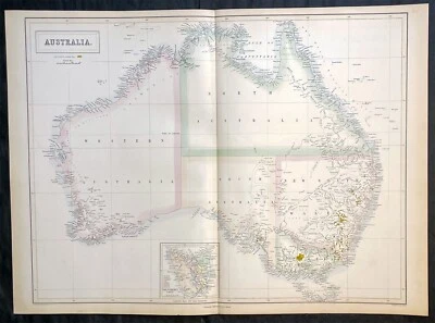 1855 John Bartholomew Large Antique Goldfields Map of Australia - Image 1 of 3