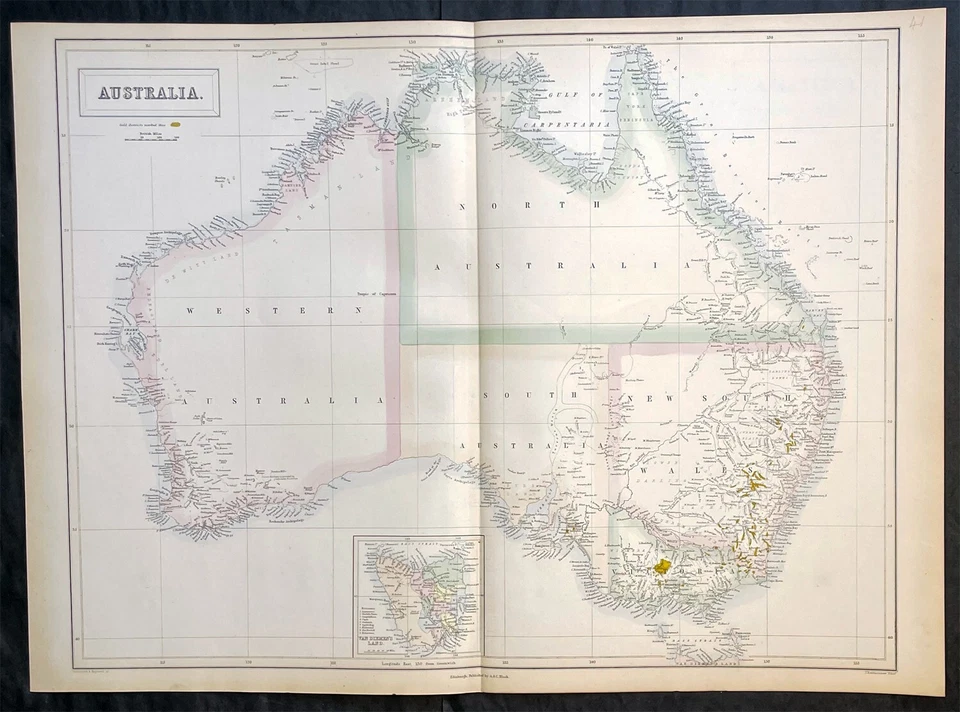 1855 John Bartholomew Large Antique Goldfields Map of Australia - Image 1 of 3