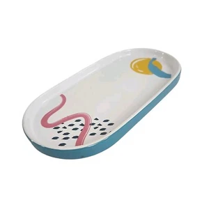 Grove Co Stoneware Oval Dish Snack Trinket Catch All Tray Ceramic Retro Design - Picture 1 of 10