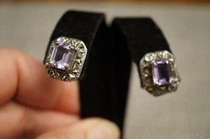 Sterling Silver Amethyst and Marcasite earrings QVC EUC - Picture 1 of 9