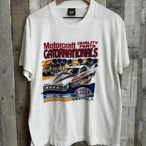 80s Drag Racing NHRA Gatornationals Graphic Remake White T shirt NH18365 - Picture 1 of 2