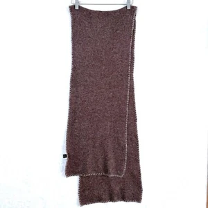GRUPPO ITALIANO Wool Angora Rabbit Hair Blend Whipstitch Scarf Unisex Brown - Picture 1 of 6