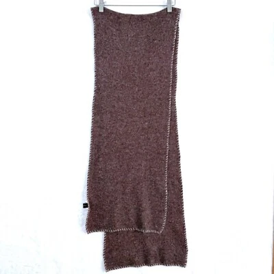 GRUPPO ITALIANO Lana Angora Conejo Mezcla Pelo Punto Látigo Bufanda Unisex Marrón Foto 1 de 4