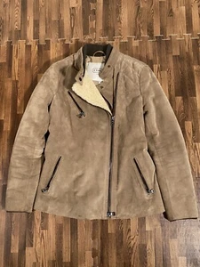Coach Women's Winter Belted Moto Jacket Suede Insulated Motorcycle Coat Size XS - Picture 1 of 7