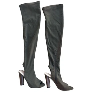 Lola Shoetique Miss Lola over the knee open toe Stella Heeled Thigh High boots 7 - Picture 1 of 10