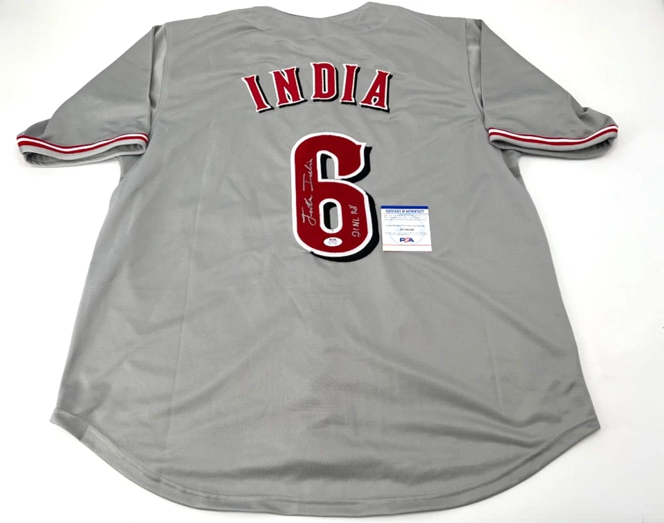 JONATHAN INDIA CINCINNATI REDS SIGNED STITCHED CUSTOM JERSEY PSA COA ROY INSC - Image 1 of 3