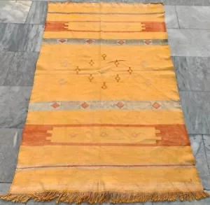 Vintage Handmade Flatweave Moroccan Silk Kilim Traditional Kilim Rug 149x90 cm - Picture 1 of 8