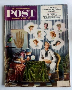 VINTAGE SATURDAY EVENING POST MAGAZINE SEP 04 1954- ROCKWELL VF+ CONDITION - Picture 1 of 5